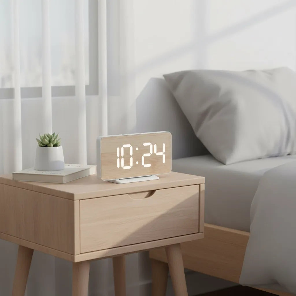 Réveil Effet Bois Avec Écran