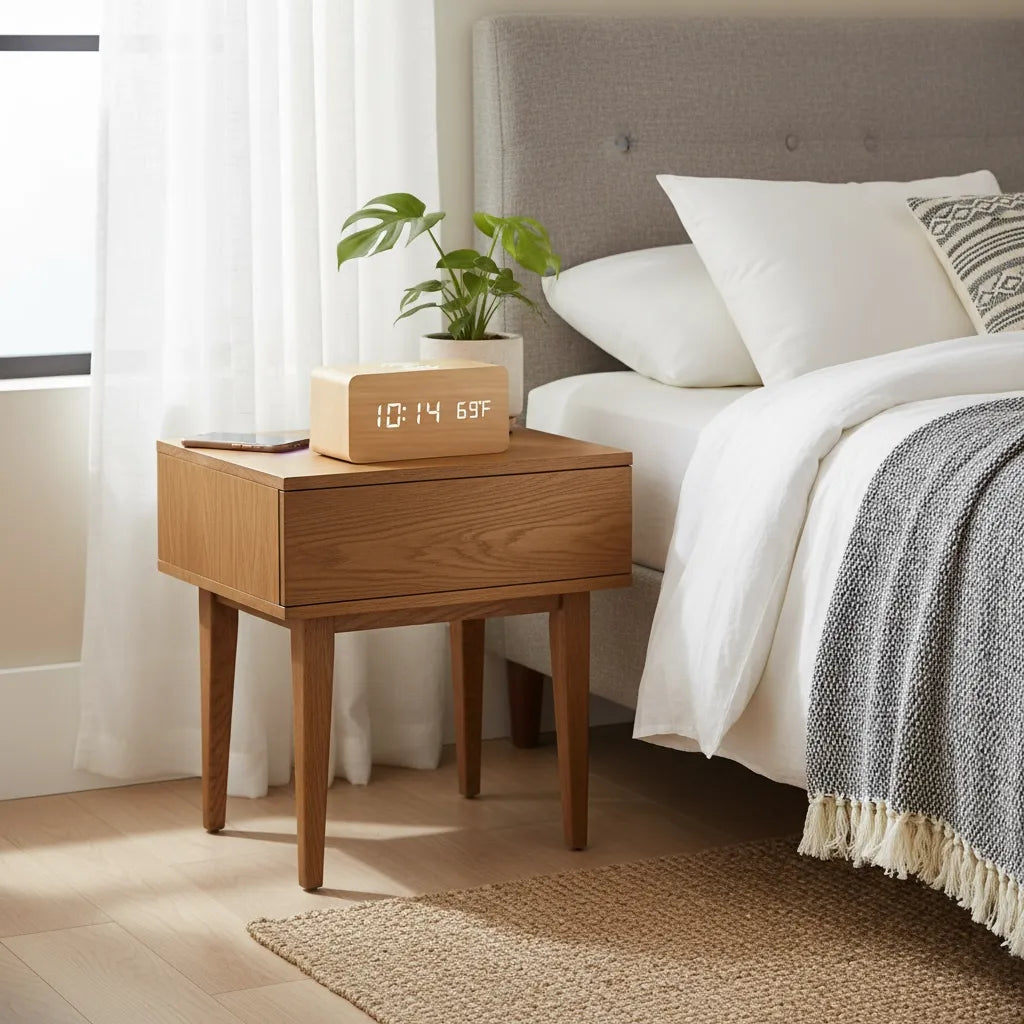 Réveil en Bois avec Chargeur à Induction