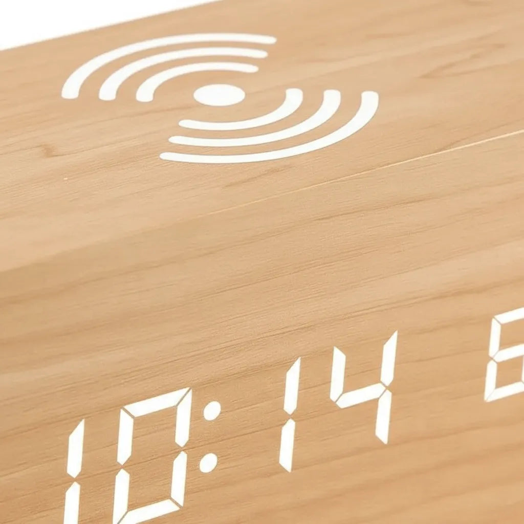 Réveil en Bois avec Chargeur à Induction