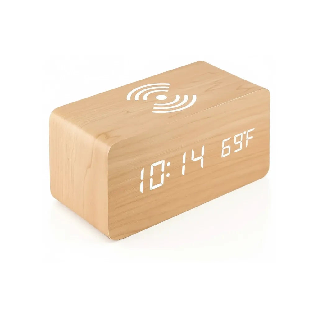 Réveil en Bois avec Chargeur à Induction