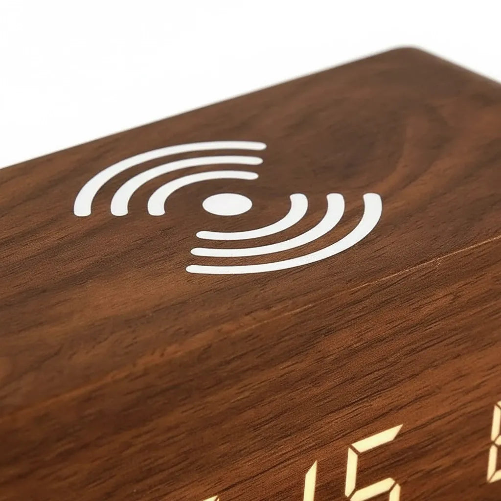 Réveil en Bois avec Chargeur à Induction