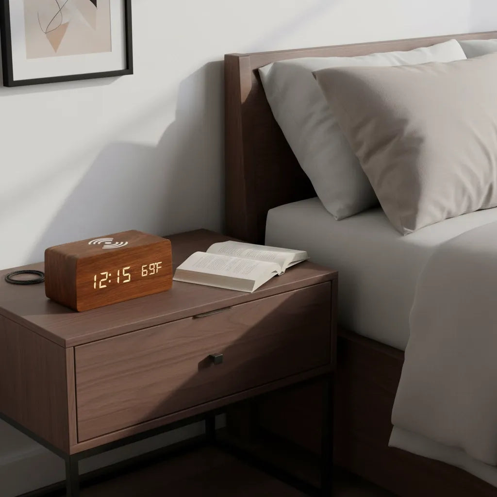 Réveil en Bois avec Chargeur à Induction