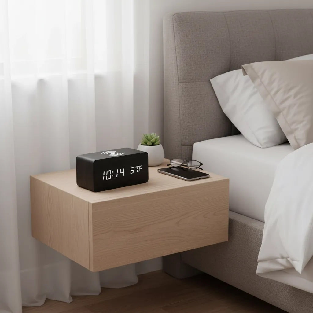 Réveil en Bois avec Chargeur à Induction