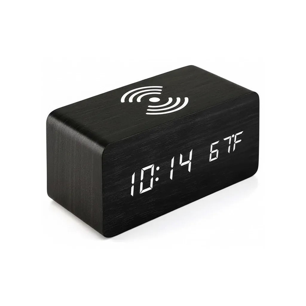 Réveil en Bois avec Chargeur à Induction