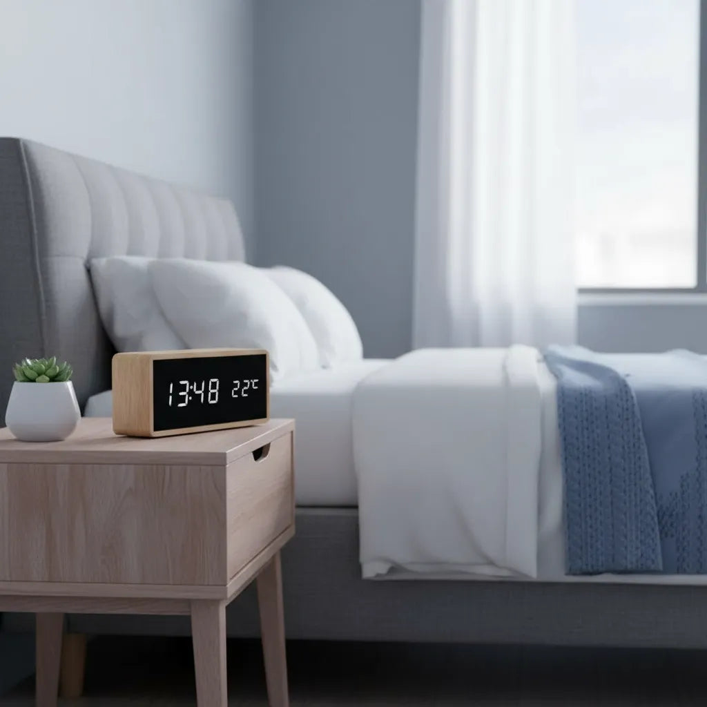 Réveil en Bois Élégant Affichage Température