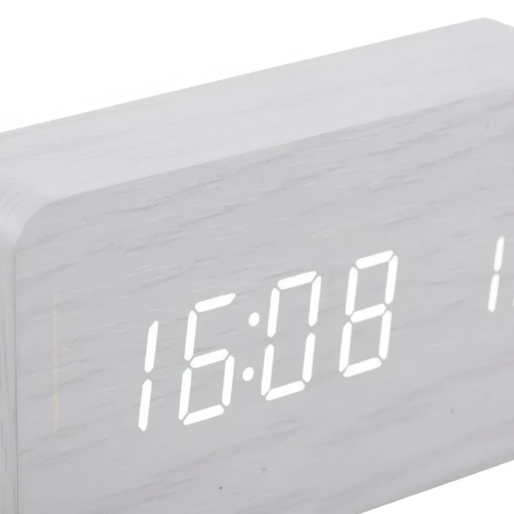 Réveil LED en Bois Blanc