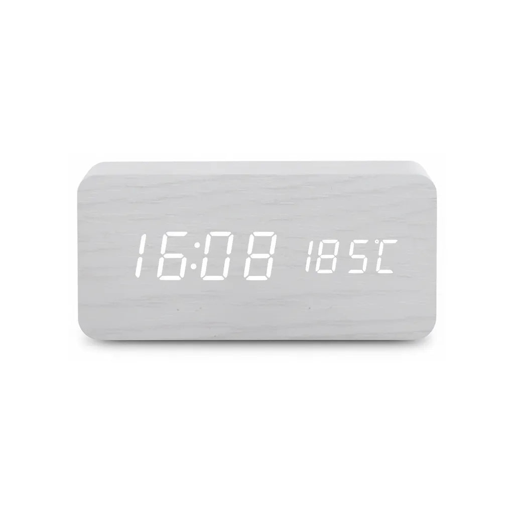 Réveil LED en Bois Blanc