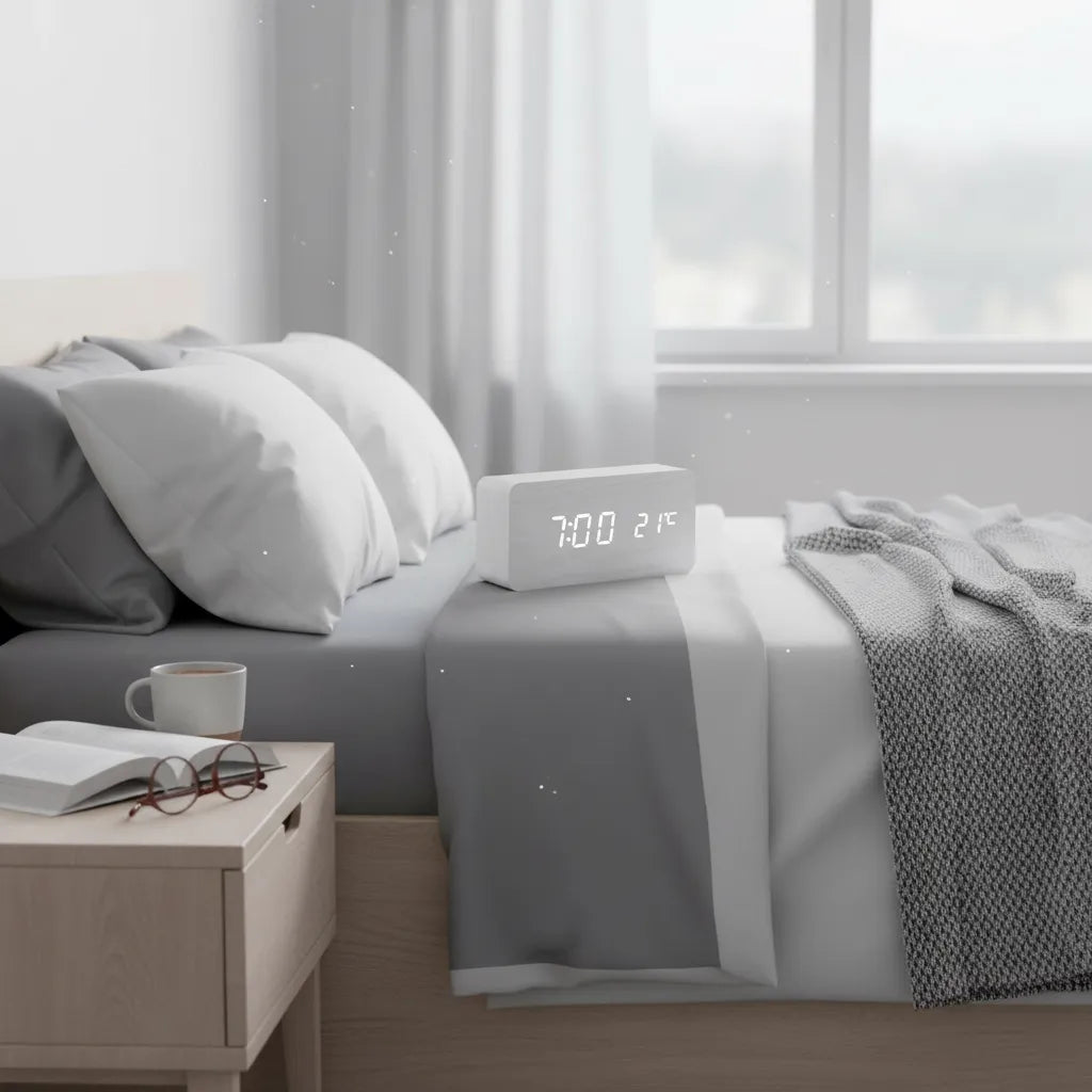 Réveil LED en Bois Blanc