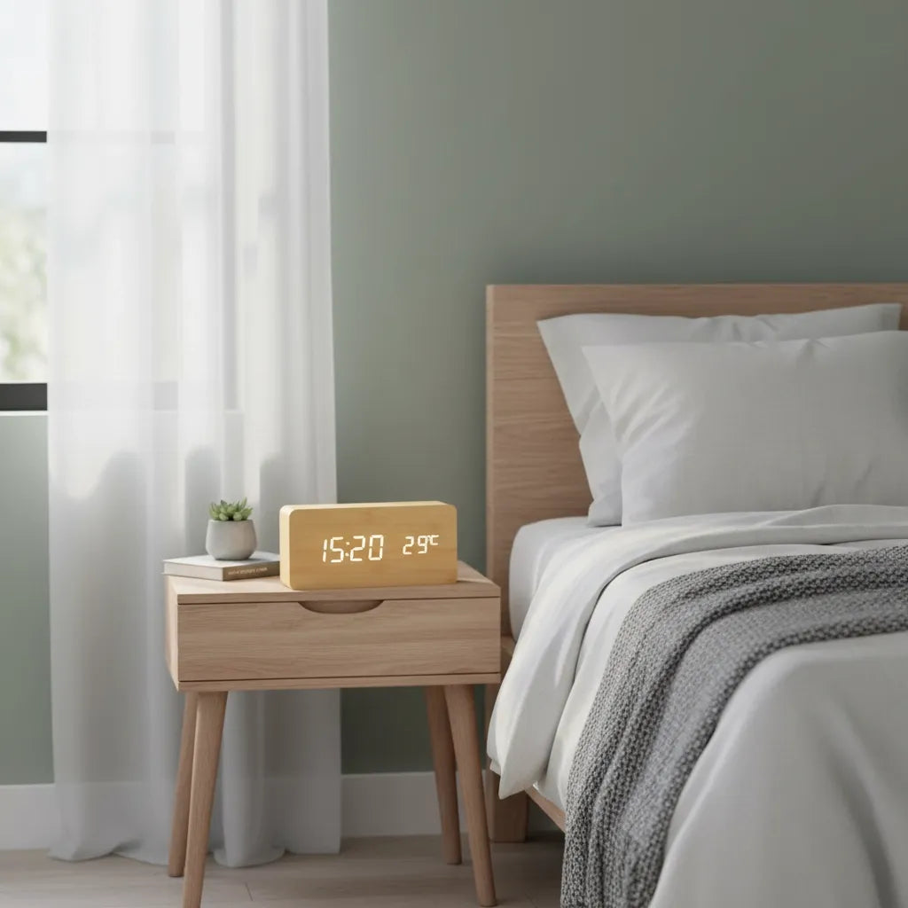 Réveil LED en Bois Naturel