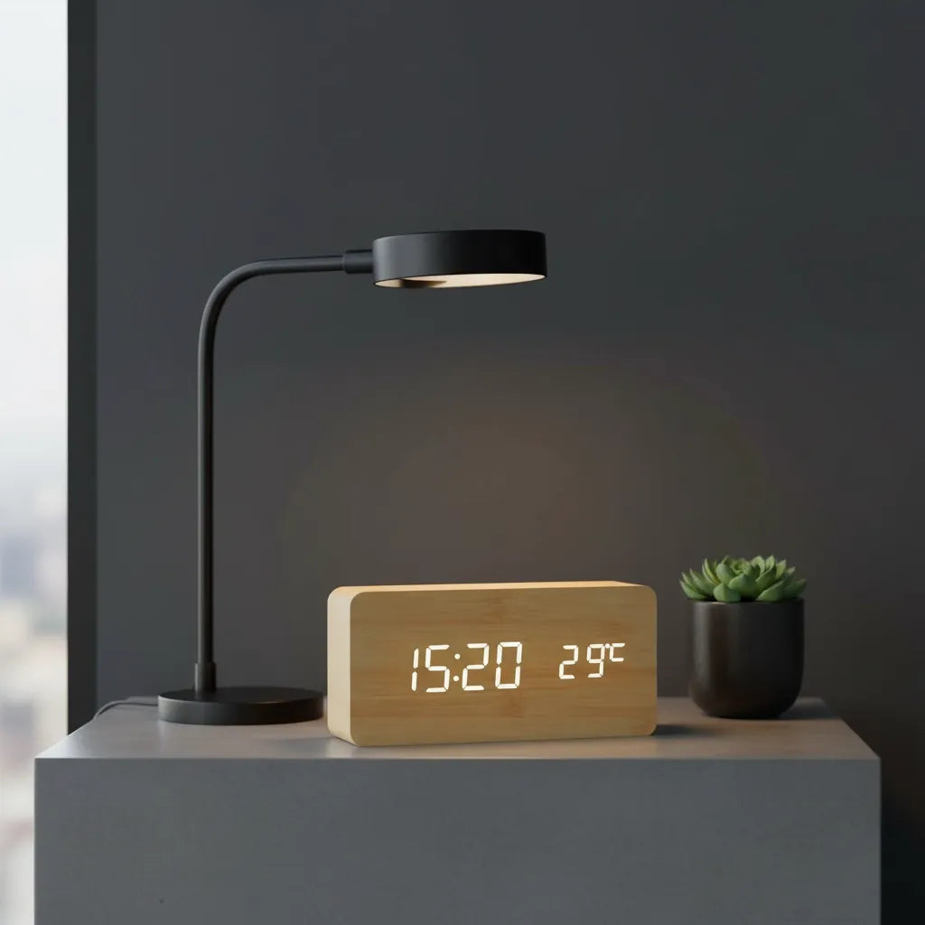 Réveil LED en Bois Naturel