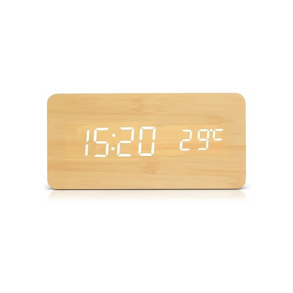 Réveil LED en Bois Naturel