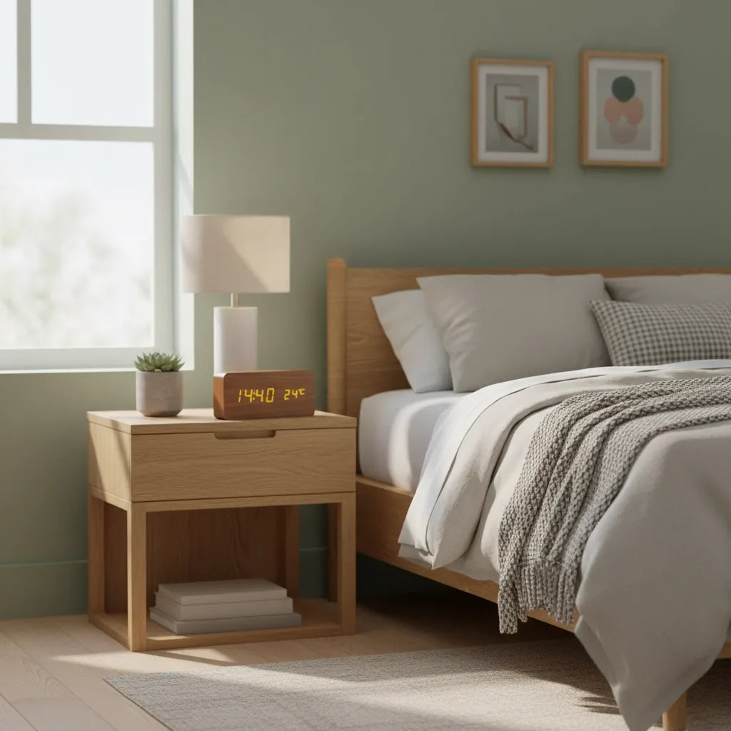 Réveil LED en Bois Naturel