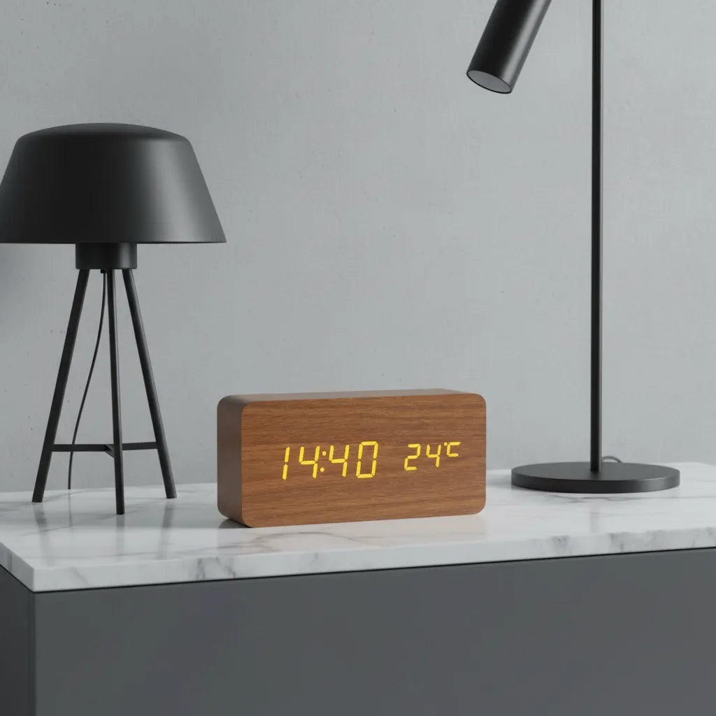 Réveil LED en Bois Naturel