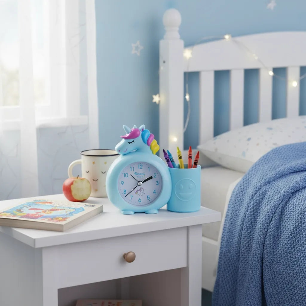 Réveil Licorne Enfant Bleu