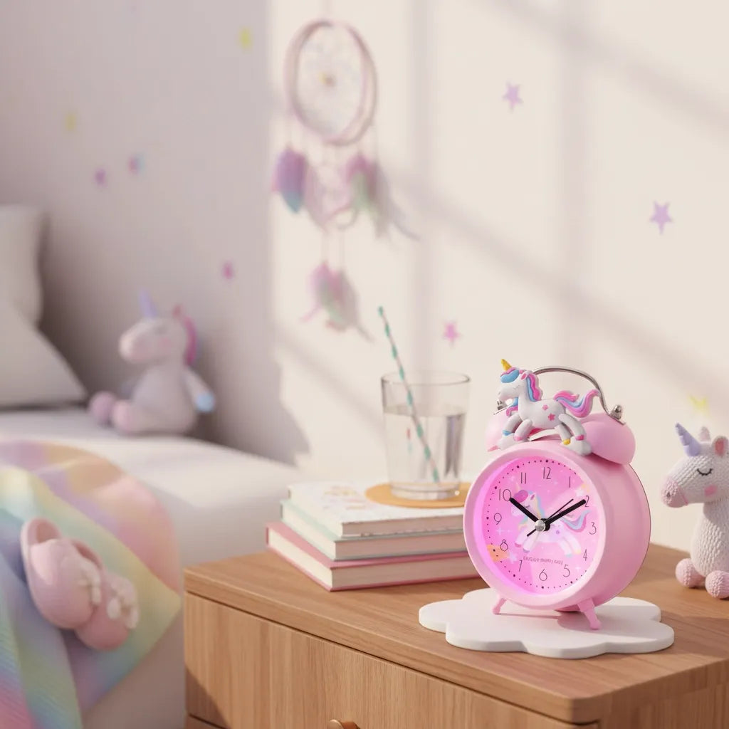 Réveil Licorne Lumineux Rose