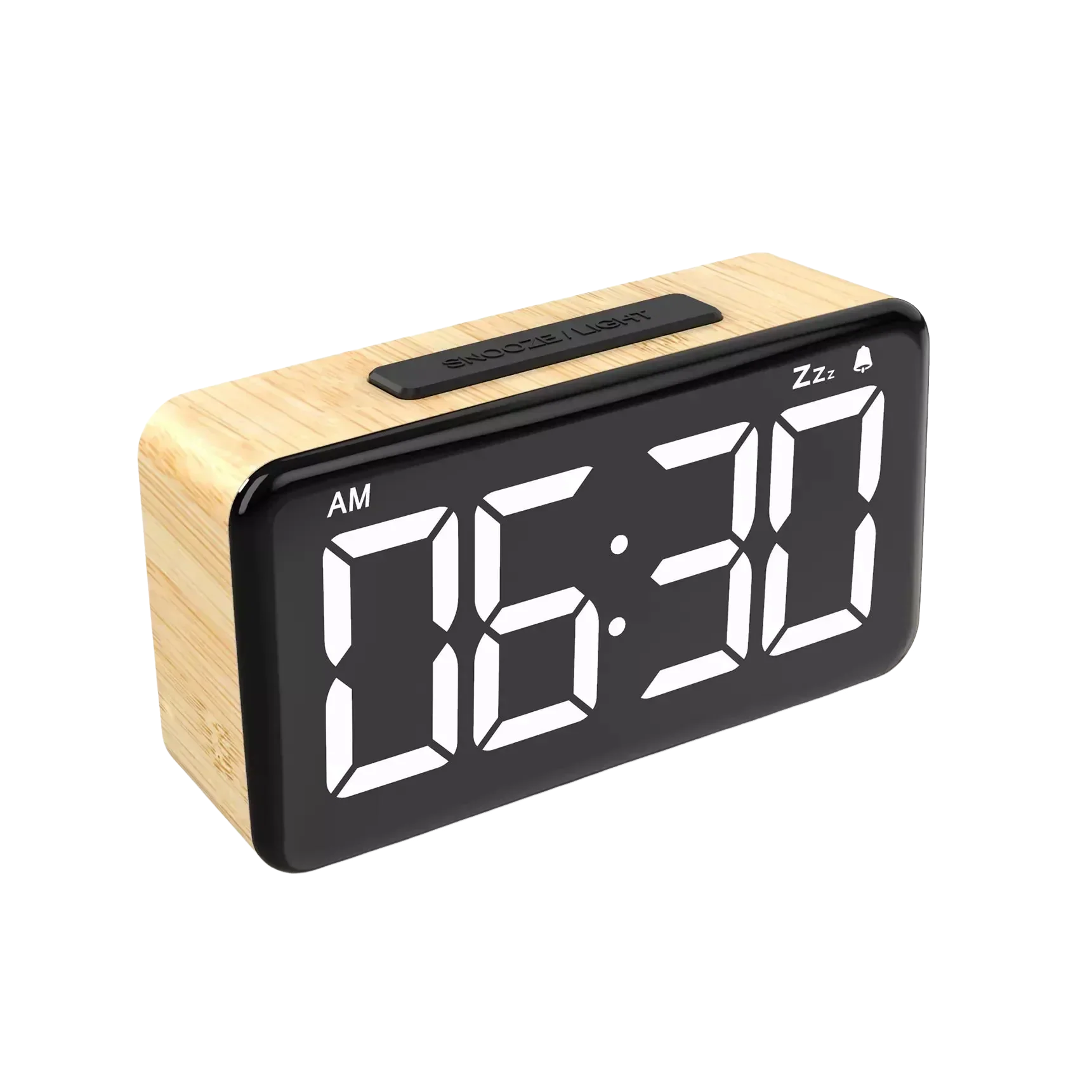 Réveil Lumineux à Gros Chiffres en Bois