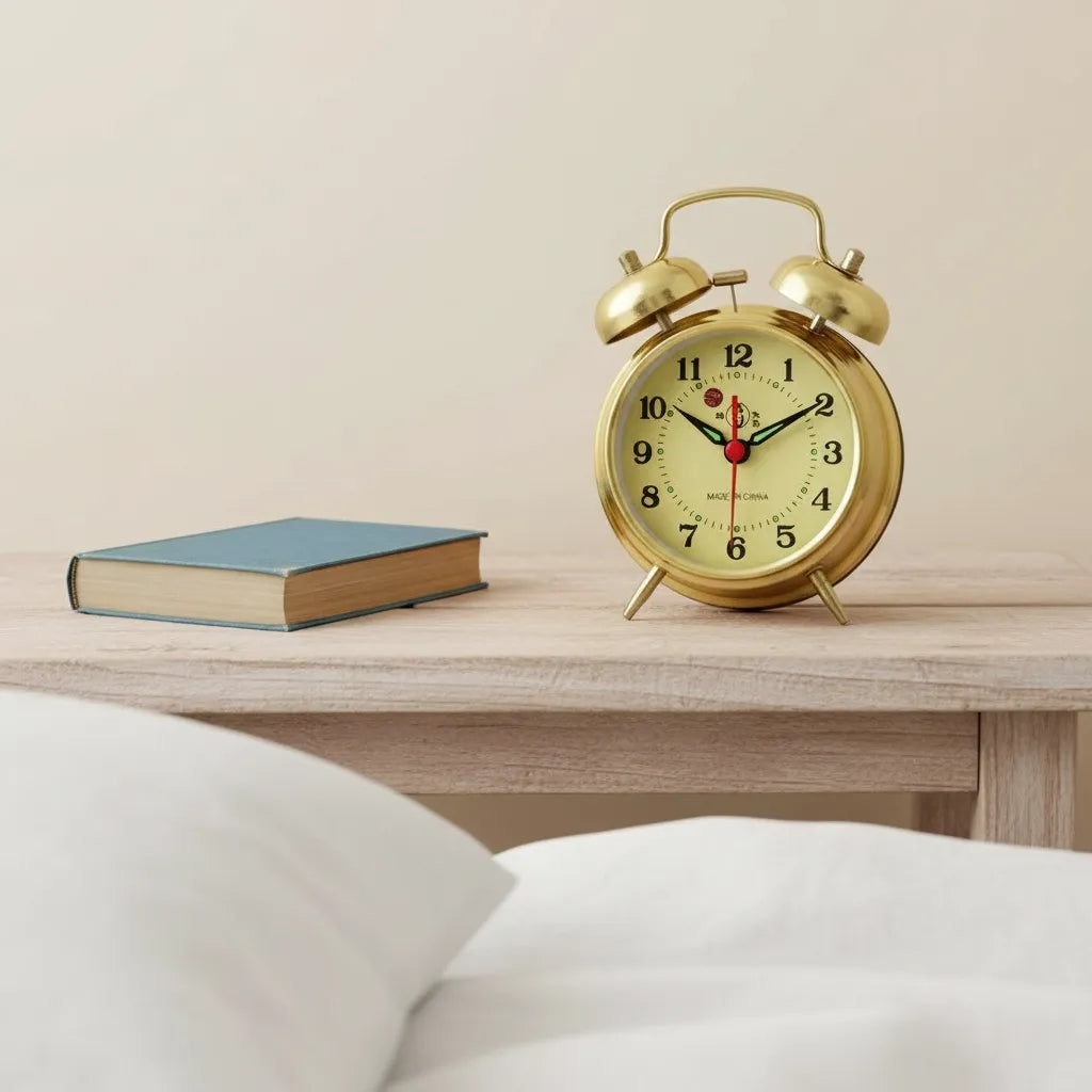 Réveil Mécanique Cloche Doré