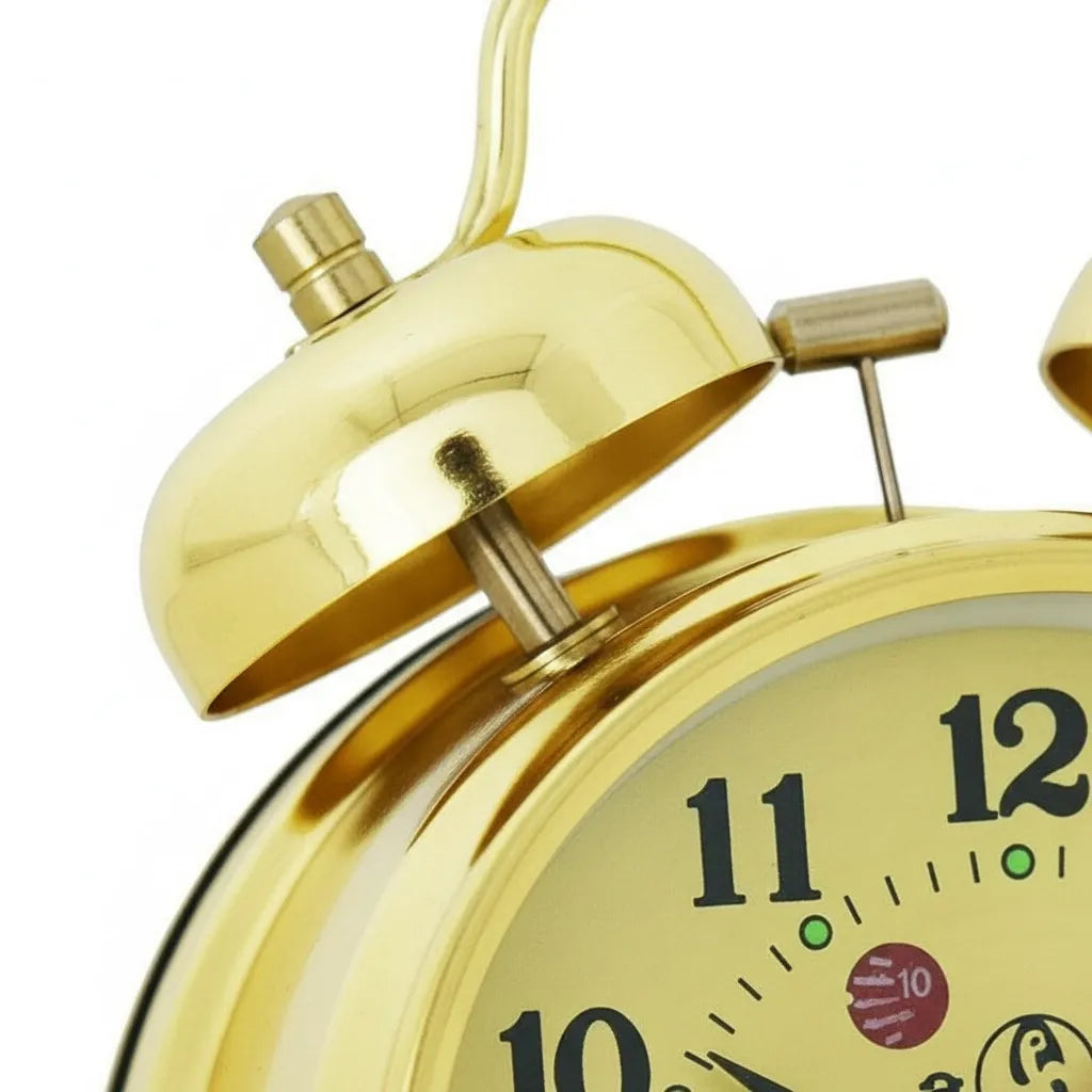 Réveil Mécanique Cloche Doré