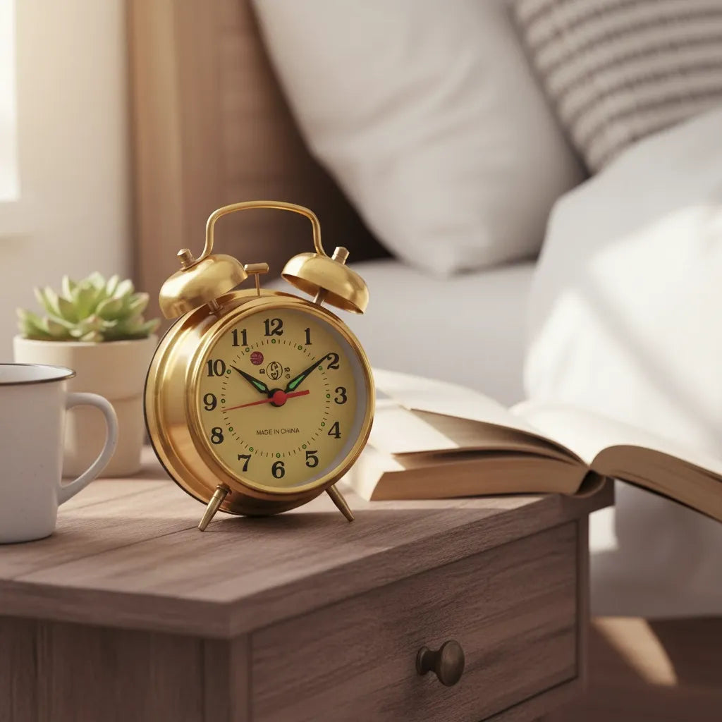 Réveil Mécanique Cloche Doré