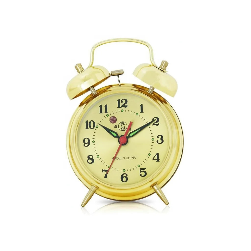 Réveil Mécanique Cloche Doré