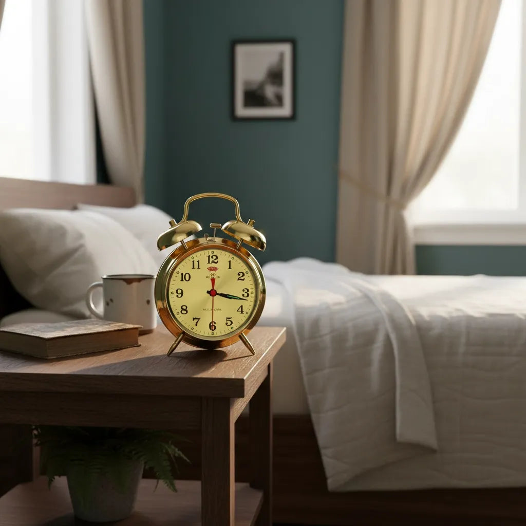 Réveil Mécanique Doré Vintage Métal