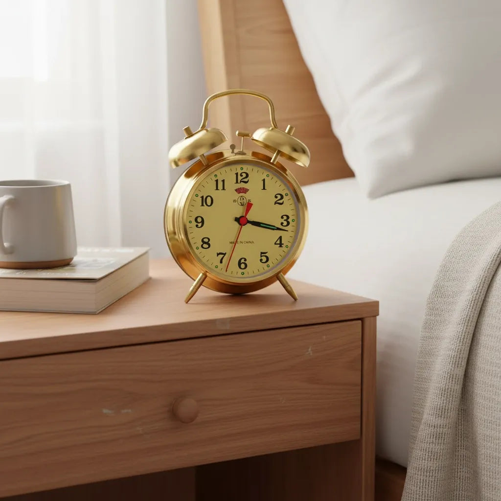 Réveil Mécanique Doré Vintage Métal