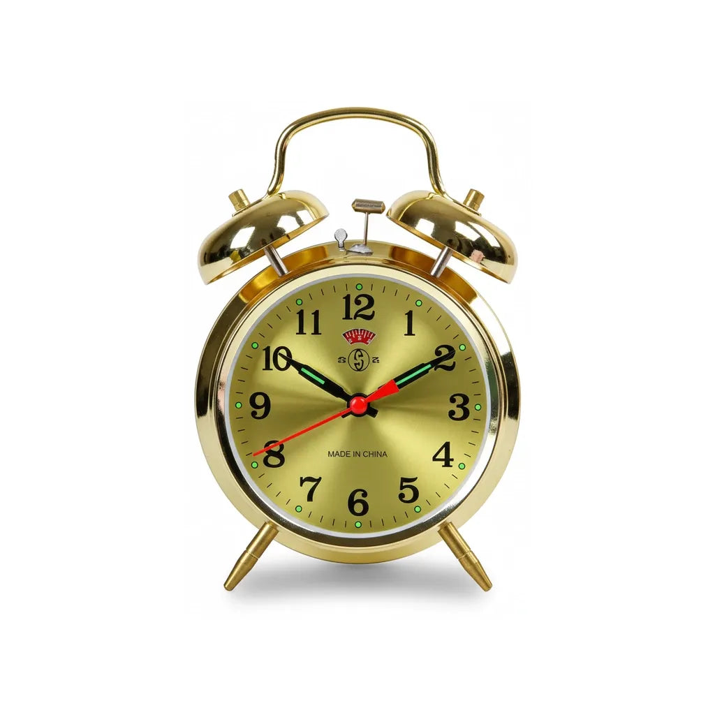 Réveil Mécanique Doré Vintage Métal