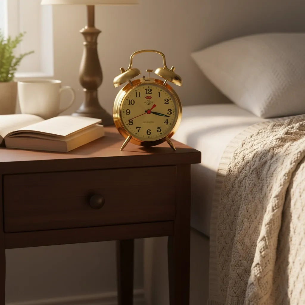 Réveil Mécanique Doré Vintage Métal