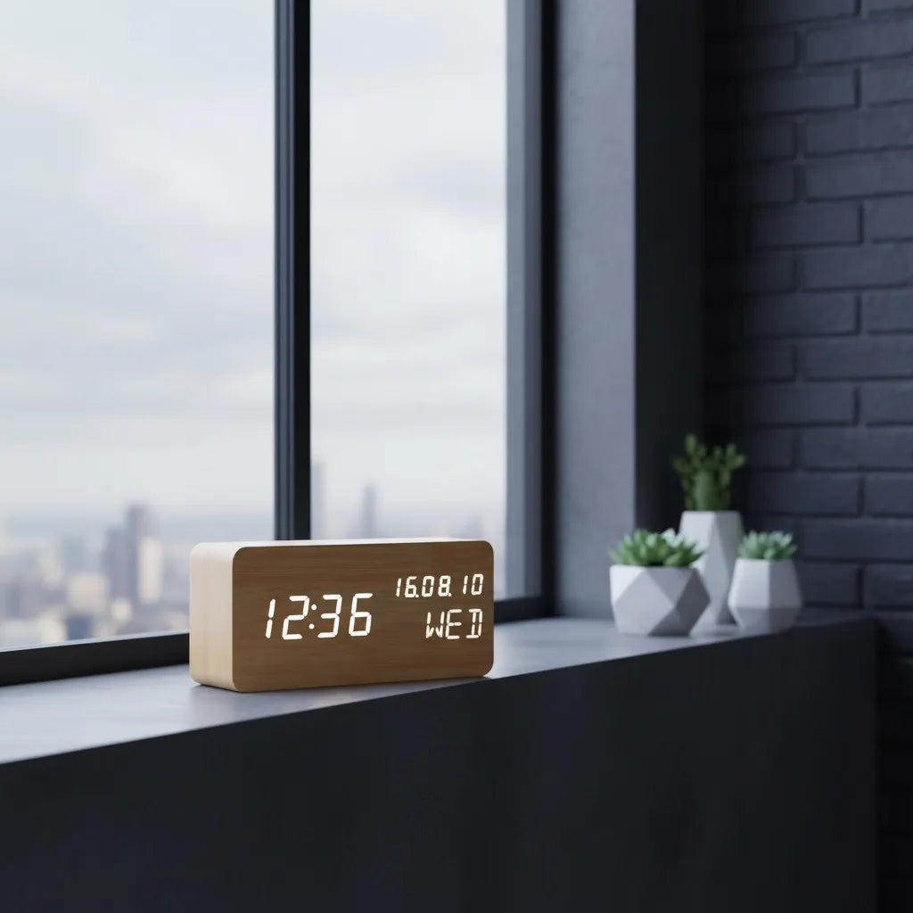 Réveil Moderne en Bois
