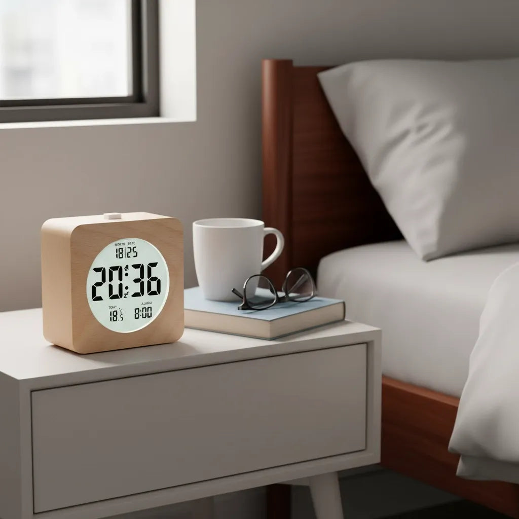 Réveil Numérique en Bois Élégant