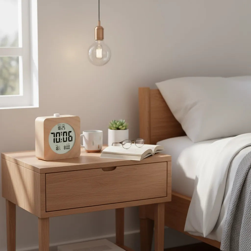 Réveil Numérique en Bois Élégant