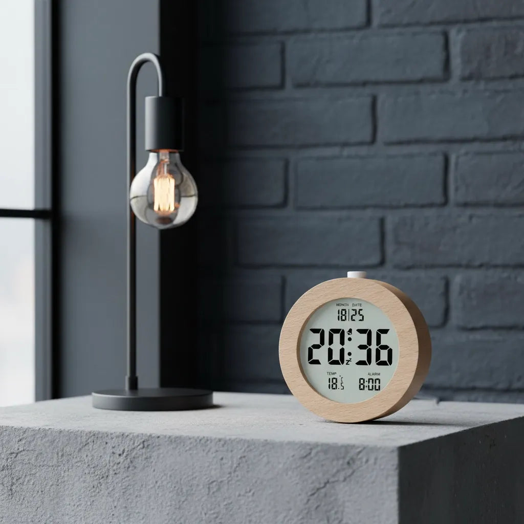Réveil Numérique en Bois Élégant