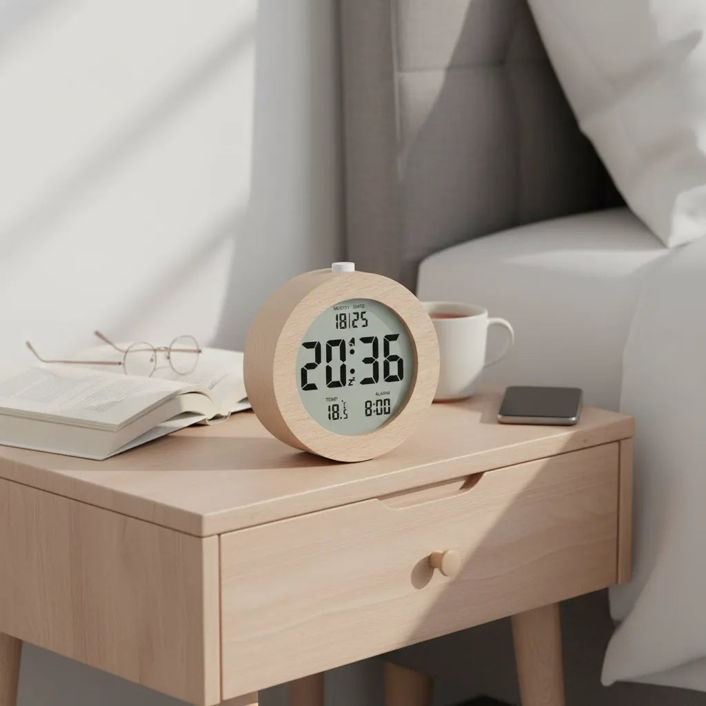 Réveil Numérique en Bois Élégant