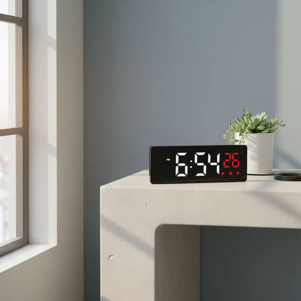 Réveil Numérique USB Rectangle Élégant