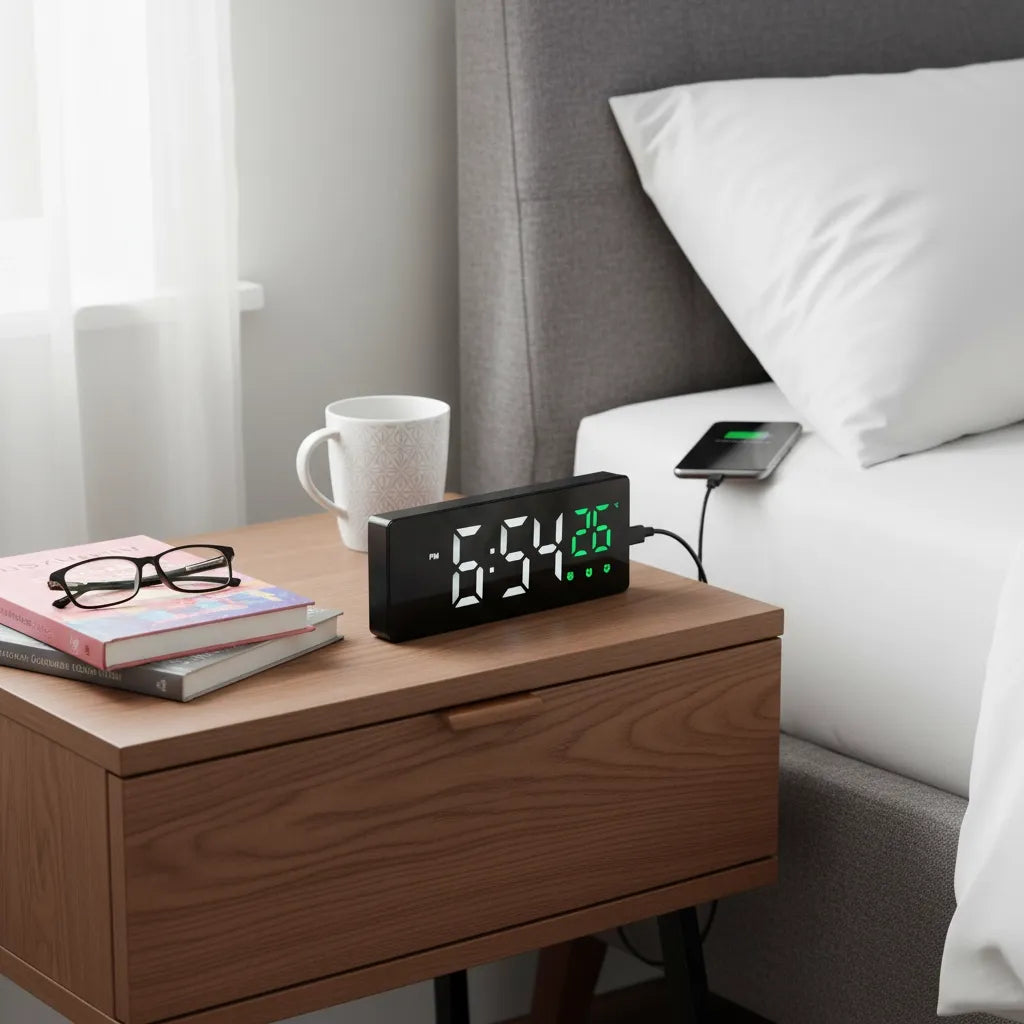 Réveil Numérique USB Rectangle Élégant