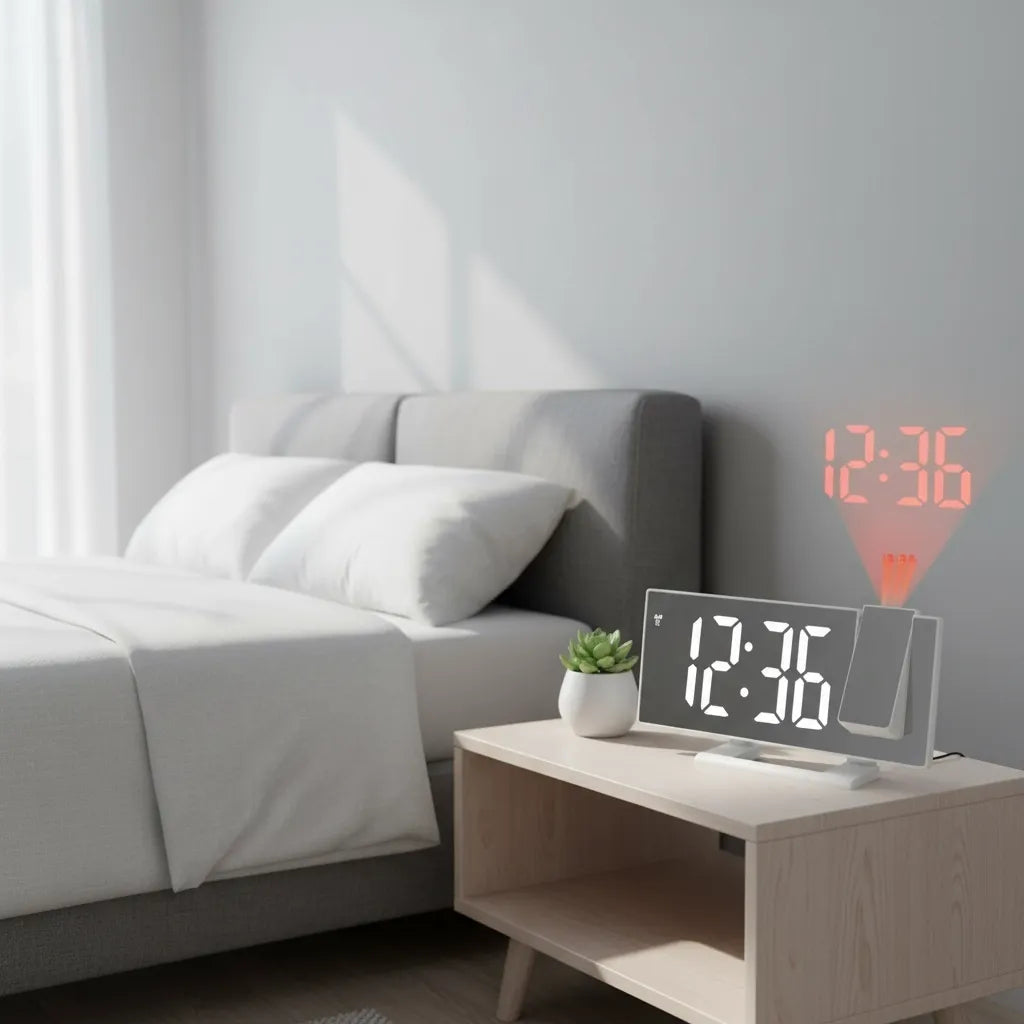 Réveil Projecteur à 180° Blanc