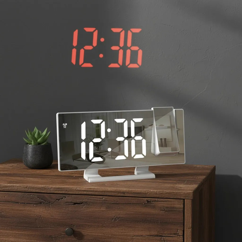 Réveil Projecteur à 180° Blanc