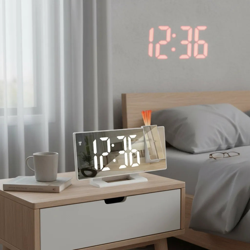 Réveil Projecteur à 180° Blanc