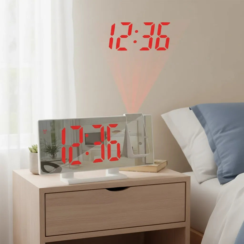 Réveil Projecteur à 180° Blanc