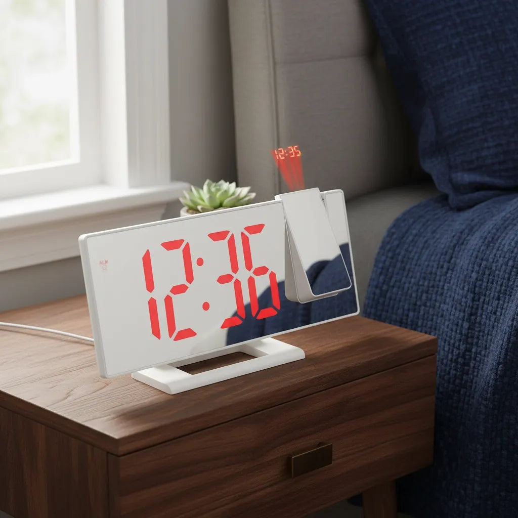 Réveil Projecteur à 180° Blanc