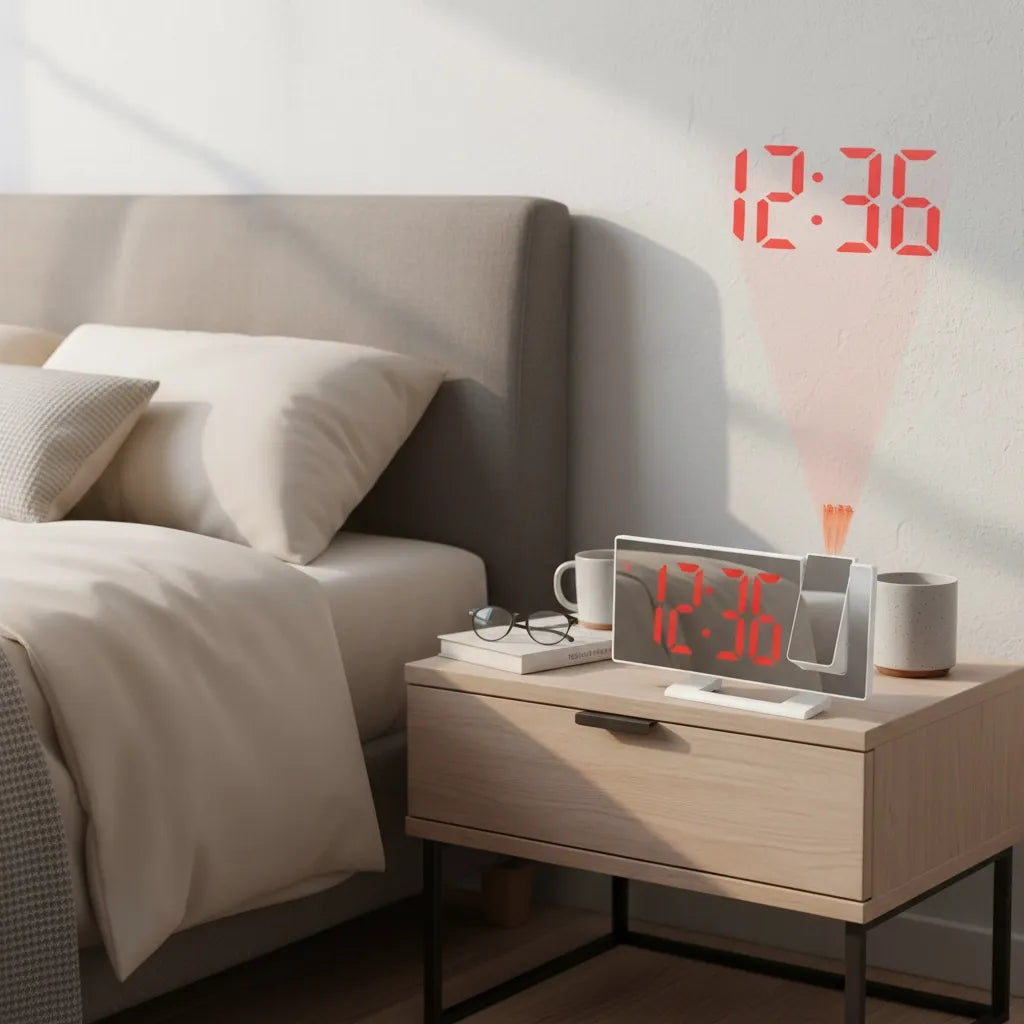 Réveil Projecteur à 180° Blanc