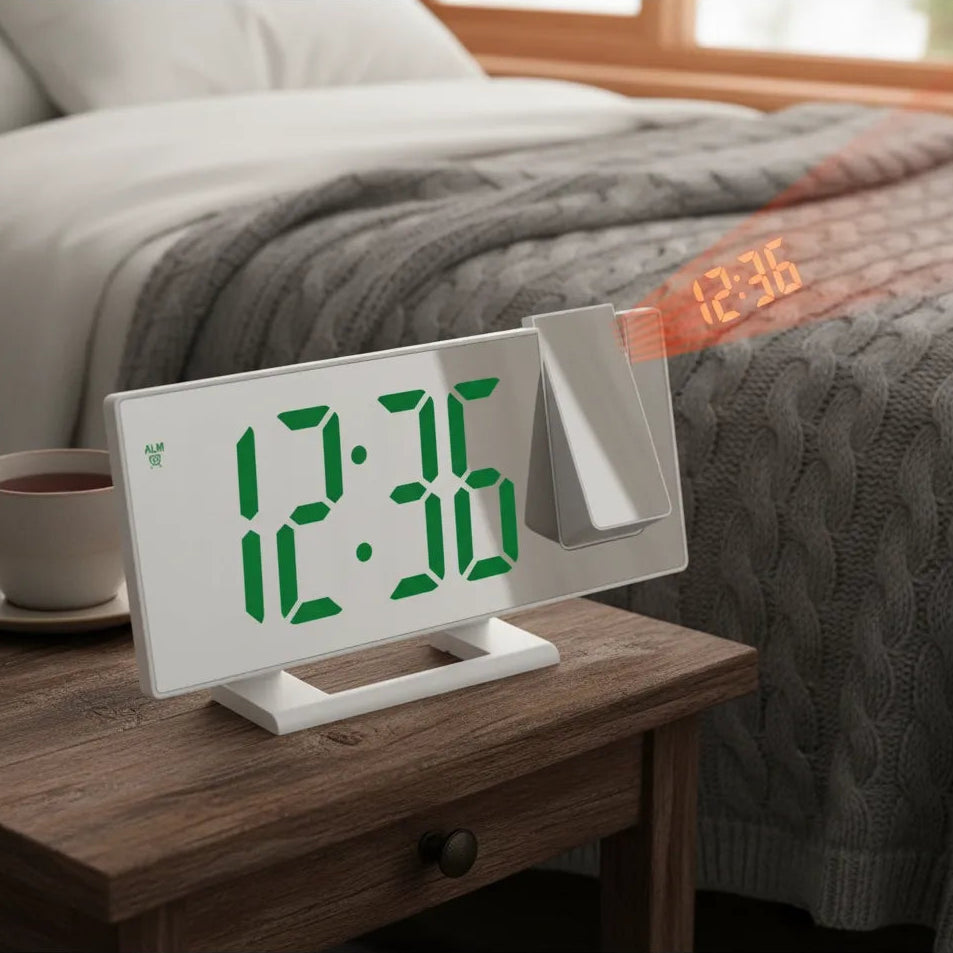 Réveil Projecteur à 180° Blanc