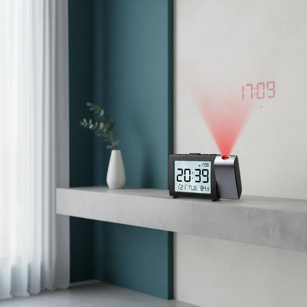 Réveil Projecteur à Piles Noir