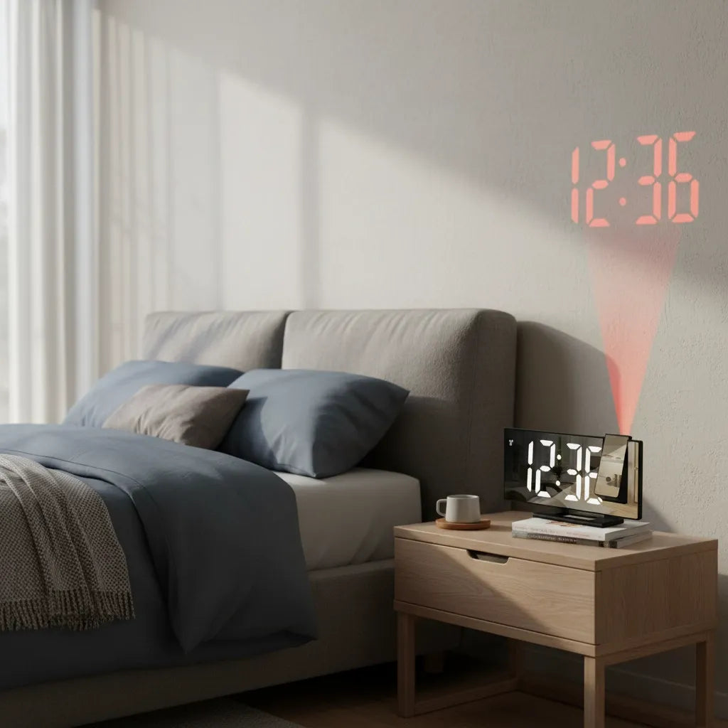 Réveil Projecteur Noir Écran Effet Miroir