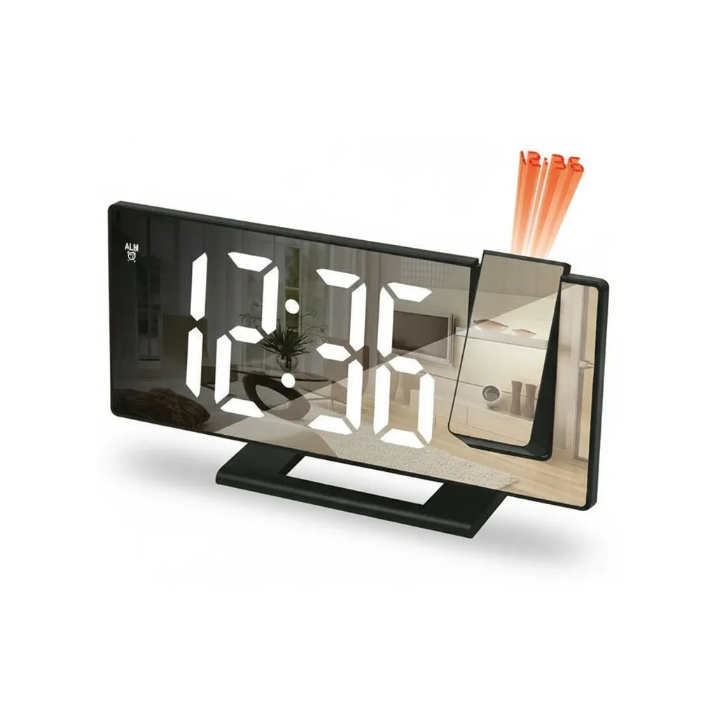 Réveil Projecteur Noir Écran Effet Miroir