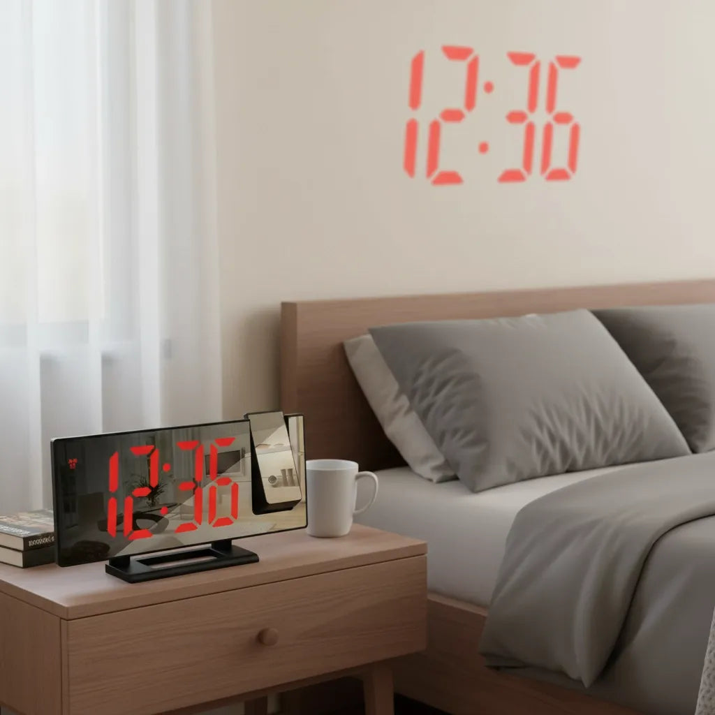 Réveil Projecteur Noir Écran Effet Miroir