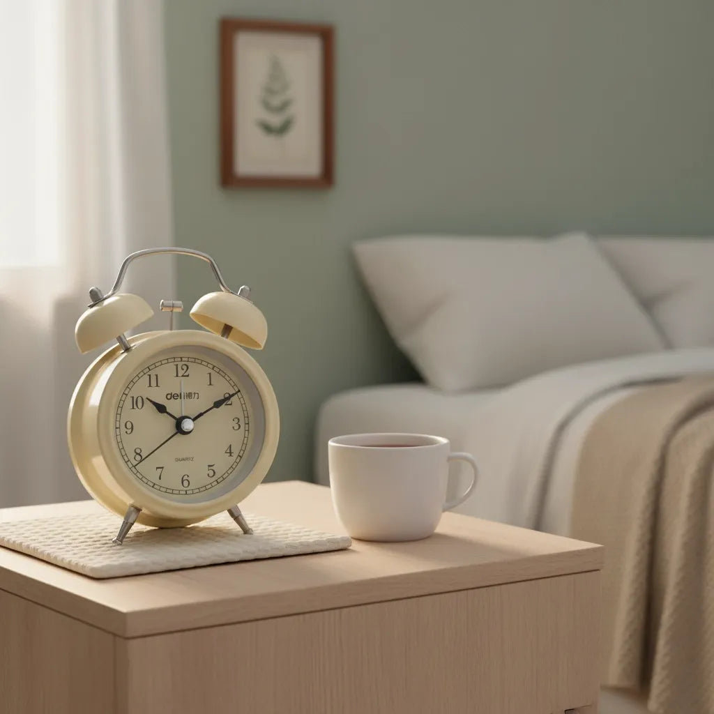 Réveil Simple Beige Métal