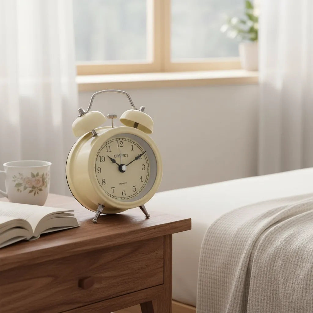 Réveil Simple Beige Métal