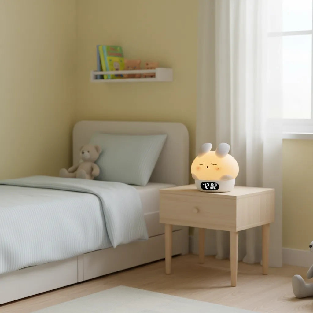 Réveil Veilleuse Bébé en Forme de Lapin