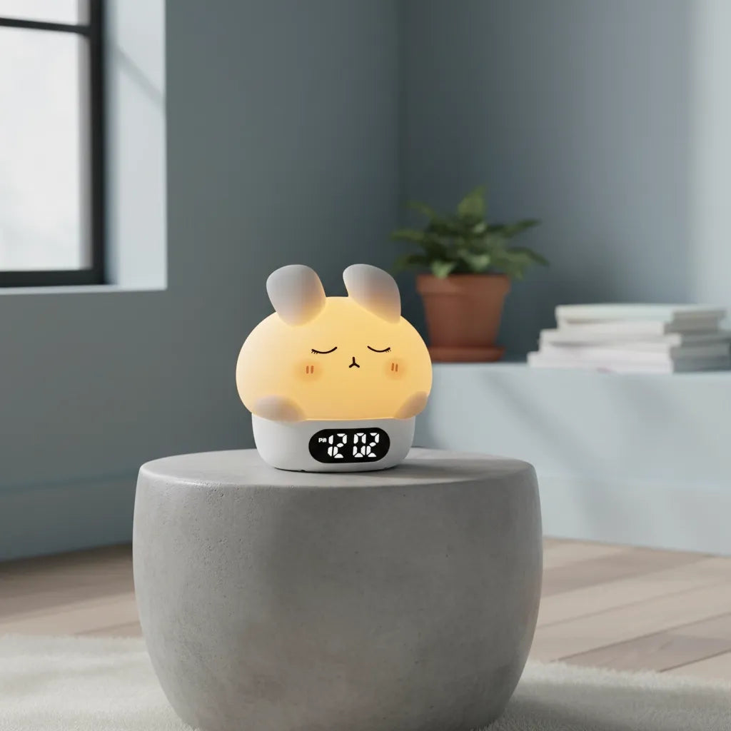 Réveil Veilleuse Bébé en Forme de Lapin